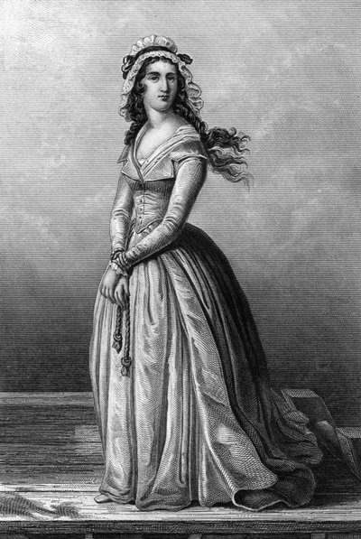 Charlotte Corday (1768-1793) Girondistin zur Zeit der Französischen Revolution, sie ermordete Jean Paul Marat am 13. Juli von Alexandre (after) Lacauchie