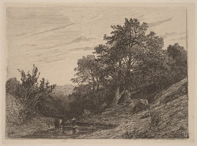 Herde in einem Bach von Alexandre Calame