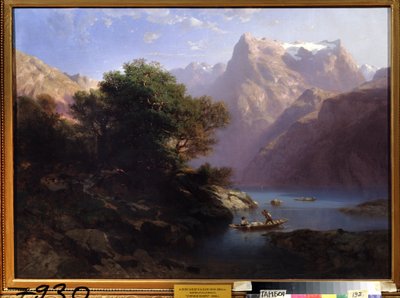 Berglandschaft mit See in der Schweiz von Alexandre Calame
