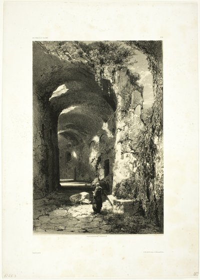 Ruine eines Amphitheaters in Pouzzoles (Königreich Neapel), Tafel 9 aus Oeuvres de A. Calame von Alexandre Calame