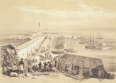 Hafen und Pier von Algier, aus einem Band zur Erinnerung an die französische Expeditionsarmee, die Algier 1830 eroberte, graviert von Adolphe Jean-Baptiste Bayot (1810-66) von Alexandre Genet
