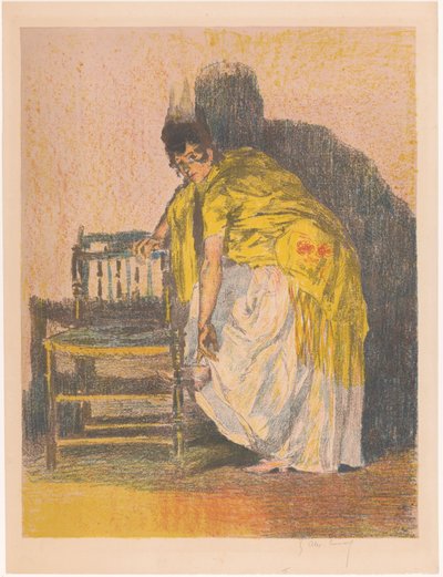 Spanische Frau zieht einen Schuh an von Alexandre Lunois (signed by artist)