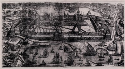 Das Solowezki-Verklärungs-Kloster auf den Solowezki-Inseln, 1744 von Alexei Fyodorovich Zubov