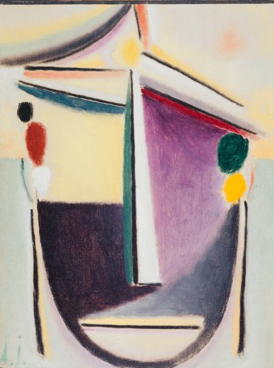 Abstrakter Kopf: Schwarz-Gelb-Lila von Alexej von Jawlensky