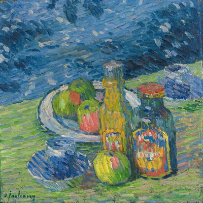 Stillleben mit Flaschen und Früchten von Alexej von Jawlensky