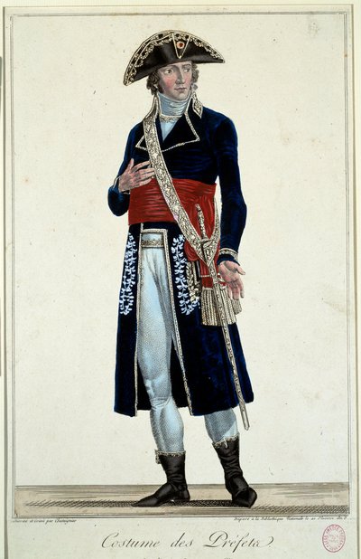 Ein Präfekt in einem blauen Anzug. Gravur von Alexis Chataignier (1772-1817) von Alexis Chataigner