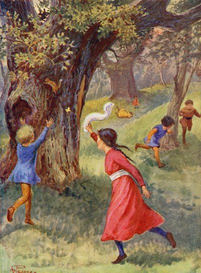Fröhliches England: Kinder spielen im Sherwood Forest von Alfred (after) Pearse