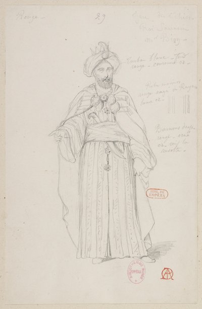 La magicienne - Kostümentwürfe - Schachspiel, sarazenischer König, M. Bion von Alfred Albert