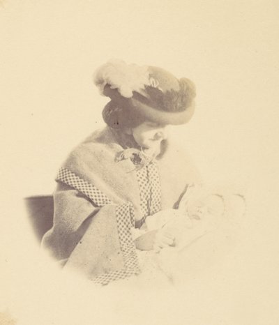 [Vignettierte Porträt, Frau hält ein Baby], 1850er-60er Jahre von Alfred Capel Cure