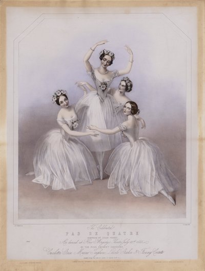 Der berühmte Pas De Quatre, komponiert von Jules Perrot, wie er im Theater Ihrer Majestät getanzt wurde von Alfred Edward (after) Chalon