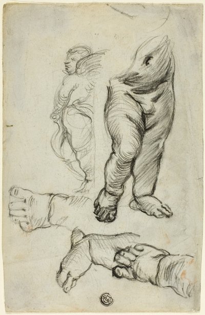 Skizzen von Putti (recto); Studie für Ornament (verso) von Alfred George Stevens