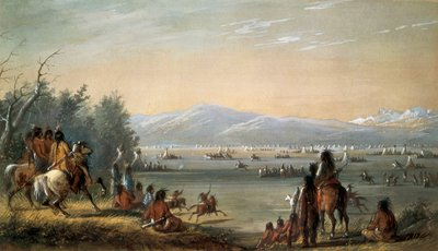 Ein indisches Dorf. Werk von Alfred Jacob Miller von Alfred Jacob Miller
