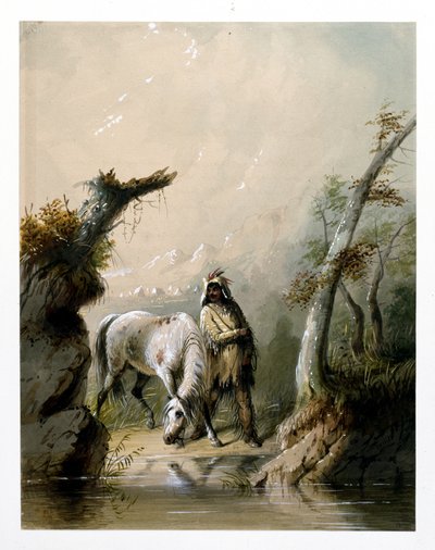 Auguste und sein Pferd von Alfred Jacob Miller