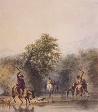 Flucht vor Indianern, ca. 1837 von Alfred Jacob Miller