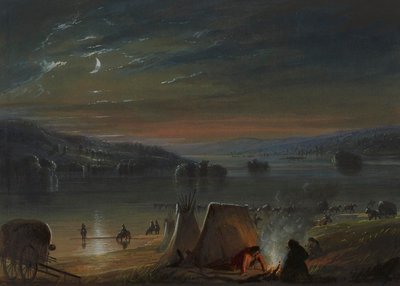 Flussüberquerung: Mondschein von Alfred Jacob Miller