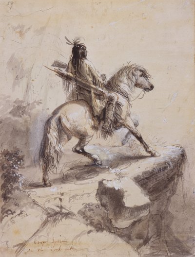 Crow-Indianer auf der Lauer, ca. 1837 von Alfred Jacob Miller