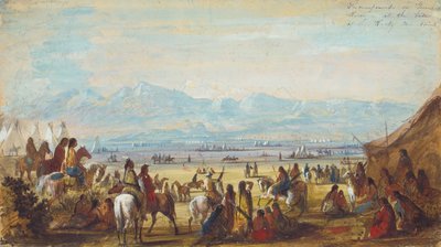 Lager am Green River am Fuße der Rocky Mountains, um 1837 von Alfred Jacob Miller