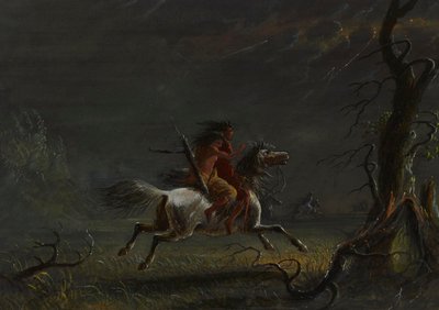 Indianer im Sturm: Nachtszene von Alfred Jacob Miller