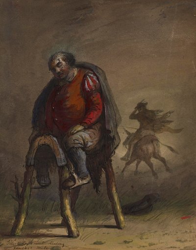 Passemont stiehlt Sanchos Maultier (aus M. de Cervantes, Don Quixote) von Alfred Jacob Miller