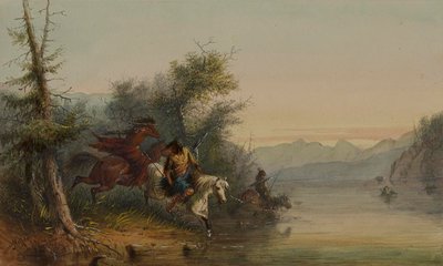 Schlangenindianer: Durchquerung eines Flusses von Alfred Jacob Miller