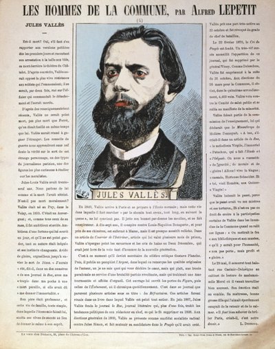 Jules Vallès, französischer Journalist, Autor und Mitglied der Pariser Kommune, 1871 von Alfred Lepetit