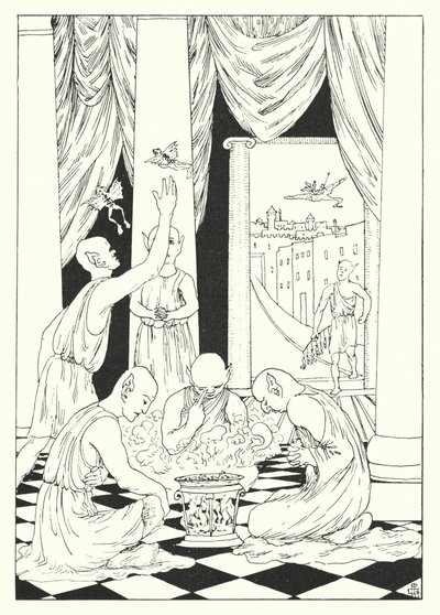 Lukians Wahre Geschichte: Ein Mahl auf dem Mond, Geröstete Frösche (Gravur) von Alfred Payne Garnett