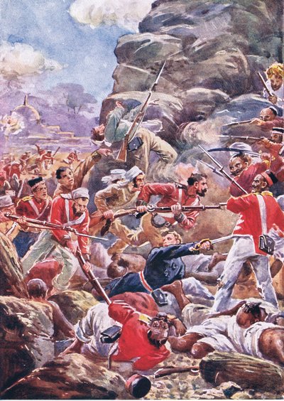 Die Belagerung von Delhi: Sturm auf die Bresche, Illustration aus British Battles on Land and Sea, 1915 von Alfred Pearse