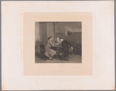 Interieur mit drei rauchenden Männern an einem Tisch von Alfred Revel