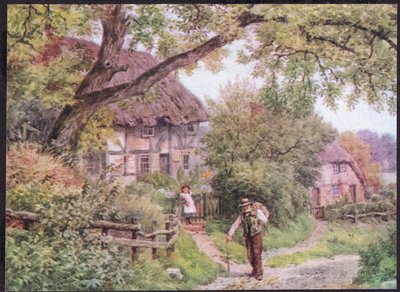 Eine Seitenstraße in Houghton, Suffolk, aus The Cottages and the Village Life of Rural England, veröffentlicht von Dent & Sons Limited, 1912 von Alfred Robert Quinton