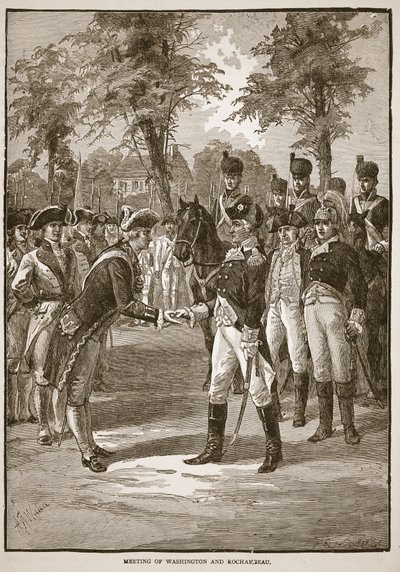 Treffen von Washington und Rochambeau, veröffentlicht 1896 von Alfred Rudolph Waud