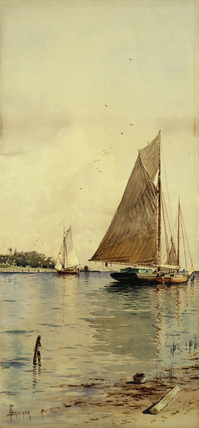 Segel trocknen, Austernboote, Patchogue, Long Island von Alfred Thompson Bricher