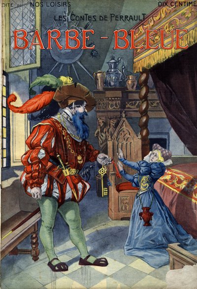 Blaubart, Märchen von Charles Perrault (1628-1703). Illustration von Vaccari und Carrey in „Les beaux tales“ Sammlung „Nos loisirs“ um 1910. Private Sammlung. von Alfredo and Carrey Vaccari