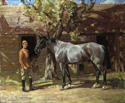Grau mit Stallbursche von Algernon Mayow Talmage