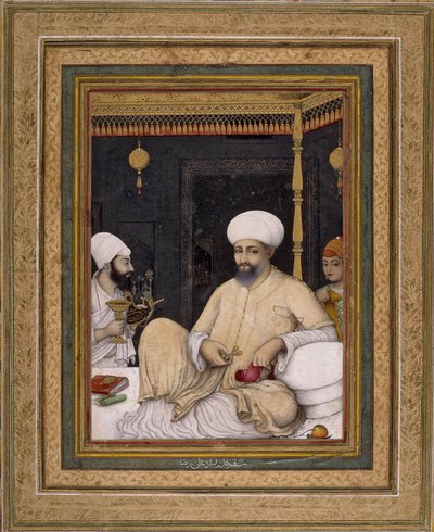 Sultan Ibrahim Adil Shah II verehrt einen Sufi-Heiligen, Bijapur, ca. 1620-30, British Museum, London von Ali Riza