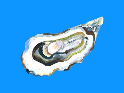 Blaues Austern-Abstrakt von Alice Straker