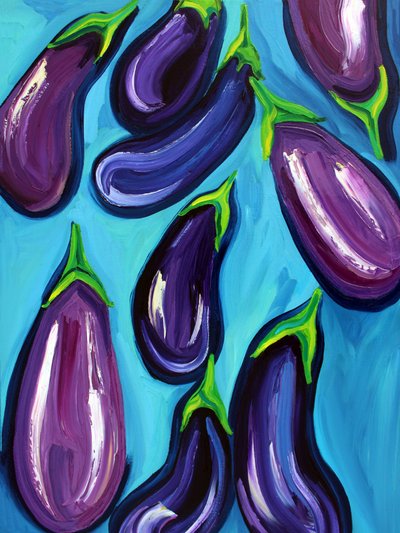Lebendige violette Auberginen von Alice Straker