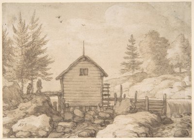 Eine Mühle auf Felsen in einem Fluss in Norwegen von Allart van Everdingen