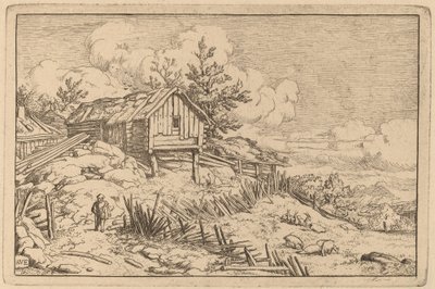 Mann in der Nähe eines ruinösen Zauns von Allart van Everdingen