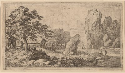 Spitzer Fels am Ufer eines Flusses, wahrscheinlich ca. 1645-1656 von Allart van Everdingen