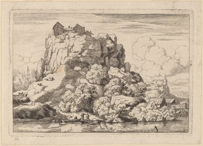 Fluss am Fuße eines hohen Felsens von Allart van Everdingen