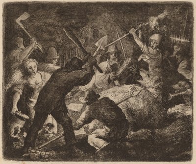 Der Bär wird von den Bauern angegriffen von Allart van Everdingen