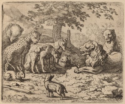 Der Löwe sucht Rat, wahrscheinlich um 1645-1656 von Allart van Everdingen