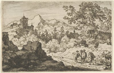 Die drei Männer und der Träger, 17. Jahrhundert von Allart van Everdingen