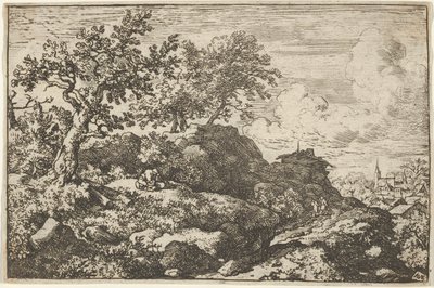 Die zwei Bauern sitzen auf dem Hügel, 17. Jahrhundert von Allart van Everdingen