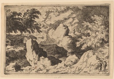 Drei Männer auf einem Felsen, wahrscheinlich ca. 1645-1656 von Allart van Everdingen