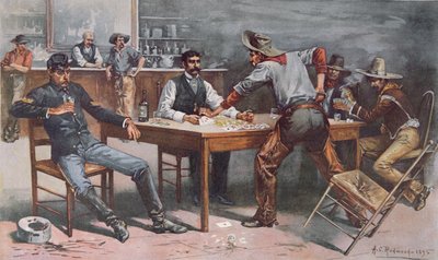 Streit über Karten in einem Western-Saloon von Allen Carter (after) Redwood