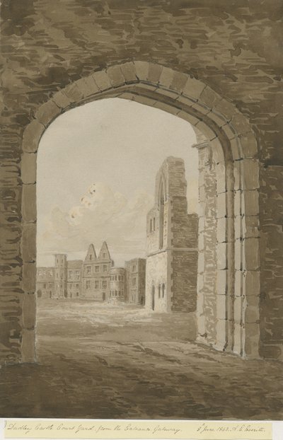 Dudley Schloss - Der Bergfried: Rot-Sepia-Zeichnung, 8. Juni 1843 von Allen Edward Everitt