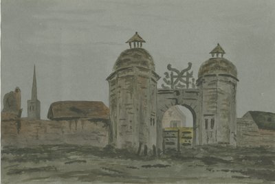 Hamstall Ridware Hall - Portiershäuser: Aquarell, undatiert [1824-1882] von Allen Edward Everitt