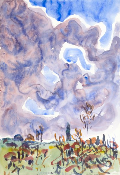 Aquarell Nr. 31, Landschaft mit Wolken von Allen Tucker