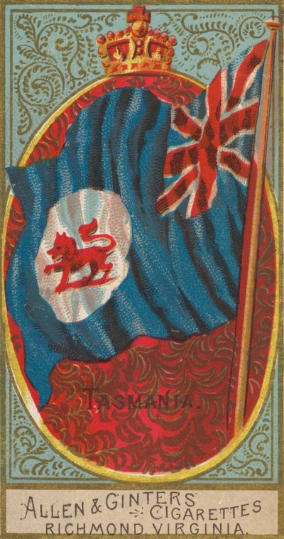 Tasmanien, aus Flags of All Nations, Serie 2 N10 für Allen & Ginter Zigarettenmarken, 1890 von Allen and Ginter